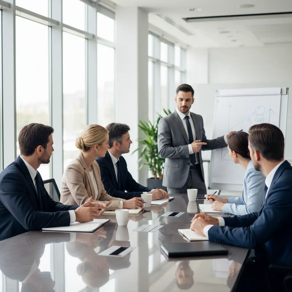 Executives engaged in leadership training